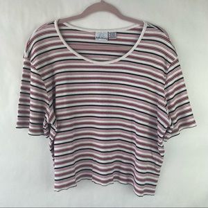 Bobbie Brooks Striped Raw Hem Crop Top Size XL
